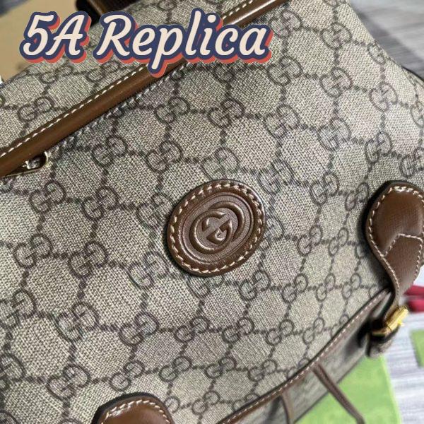 Replica Gucci Unisex Medium Backpack Interlocking G Beige Ebony GG Supreme Canvas 8