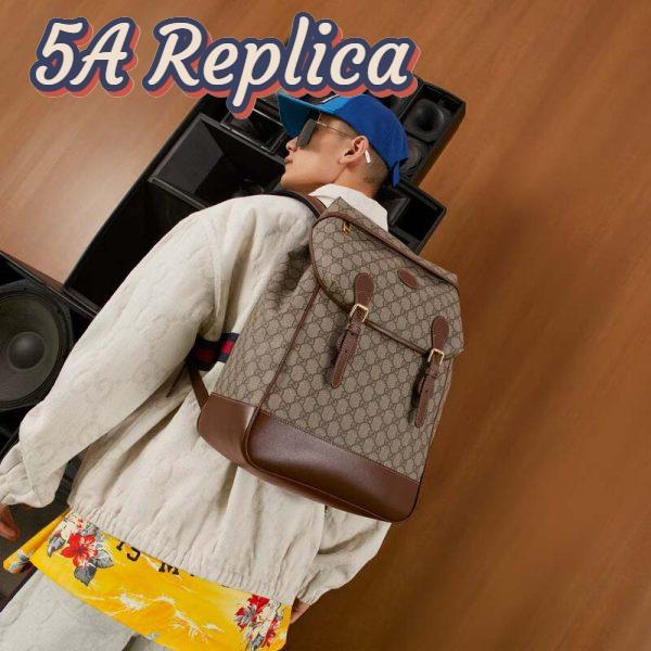 Replica Gucci Unisex Medium Backpack Interlocking G Beige Ebony GG Supreme Canvas 12