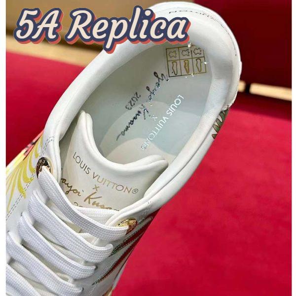 Replica Louis Vuitton Women LV Time Out Sneaker White Printed Calf Leather Monogram Flowers 11