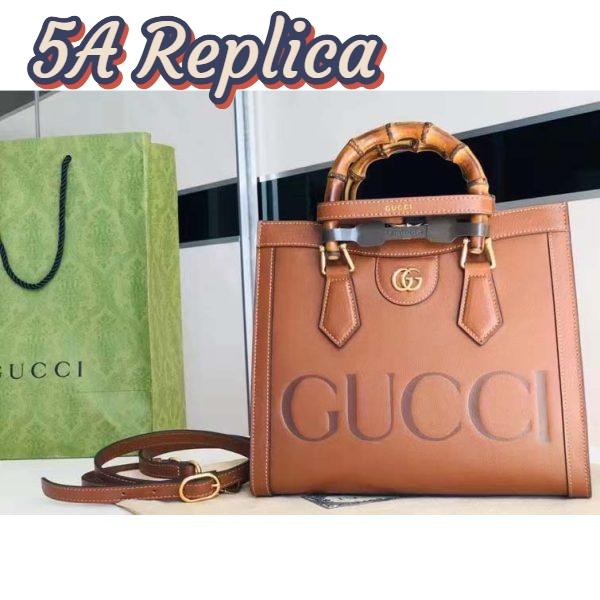 Replica Gucci Women GG Diana Small Tote Bag Double G Brown Leather 2