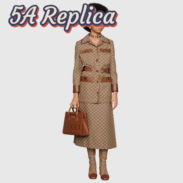 Replica Gucci Women GG Diana Small Tote Bag Double G Brown Leather 12