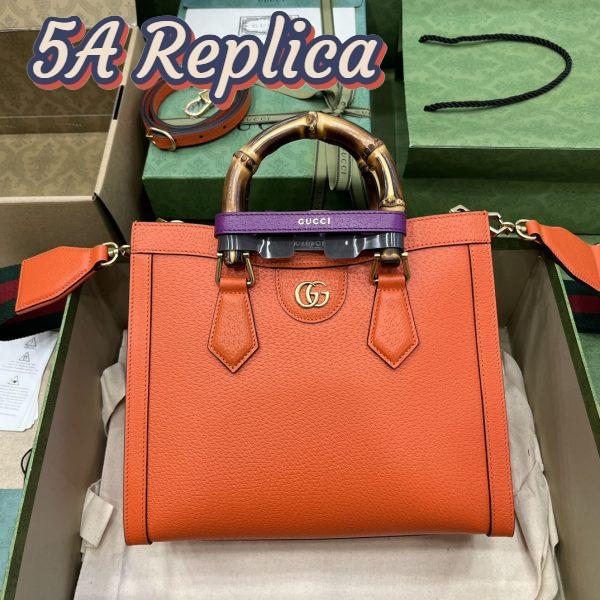 Replica Gucci Women GG Diana Small Tote Bag Orange Leather Double G 2