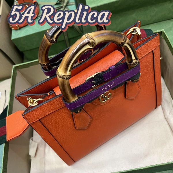 Replica Gucci Women GG Diana Small Tote Bag Orange Leather Double G 4