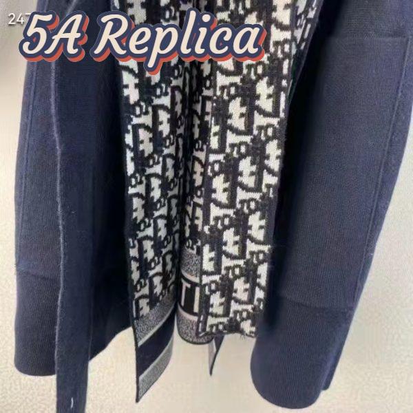 Replica Dior CD Women Coat Navy Blue Double-Sided Wool Silk 6