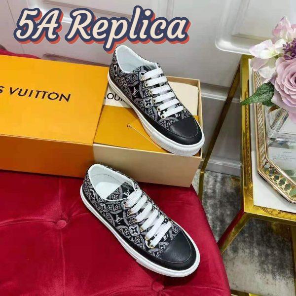 Replica Louis Vuitton Women Since 1854 Stellar Sneaker Jacquard Textile Calf Leather Black 3
