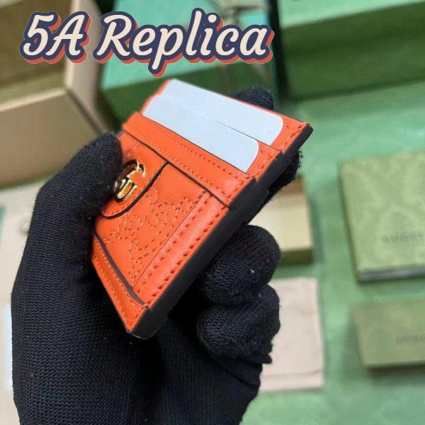 Replica Gucci Women GG Matelassé Card Case Orange Leather Double G Four Card Slots 9