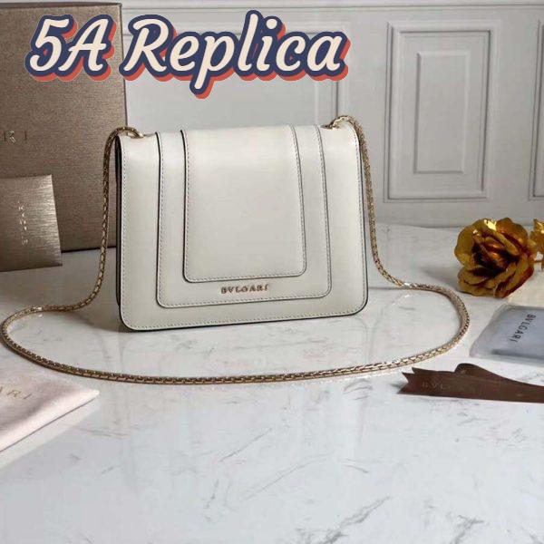 Replica Bvlgari Women Flap Cover Bag Serpenti Forever in White Agate Calf Leather 4