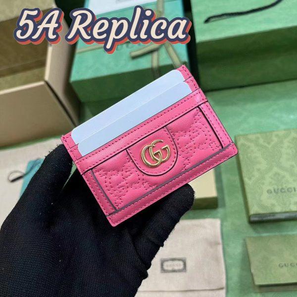 Replica Gucci Women GG Matelassé Card Case Pink Leather Double G Four Card Slots 2