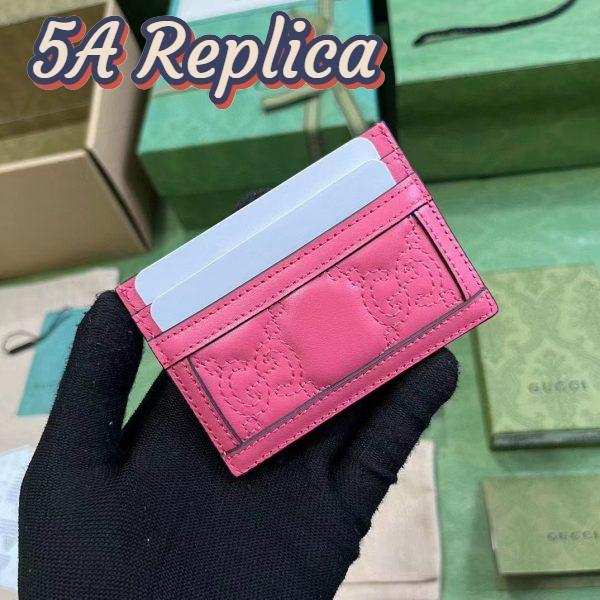 Replica Gucci Women GG Matelassé Card Case Pink Leather Double G Four Card Slots 3