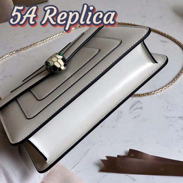 Replica Bvlgari Women Flap Cover Bag Serpenti Forever in White Agate Calf Leather 7