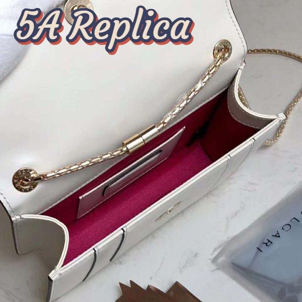 Replica Bvlgari Women Flap Cover Bag Serpenti Forever in White Agate Calf Leather 8