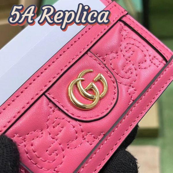 Replica Gucci Women GG Matelassé Card Case Pink Leather Double G Four Card Slots 5