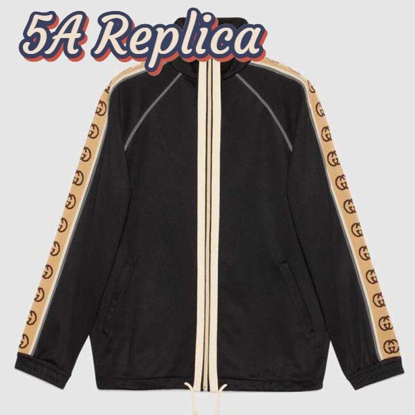 Replica Gucci GG Men Oversize Technical Jersey Jacket Interlocking G-Black