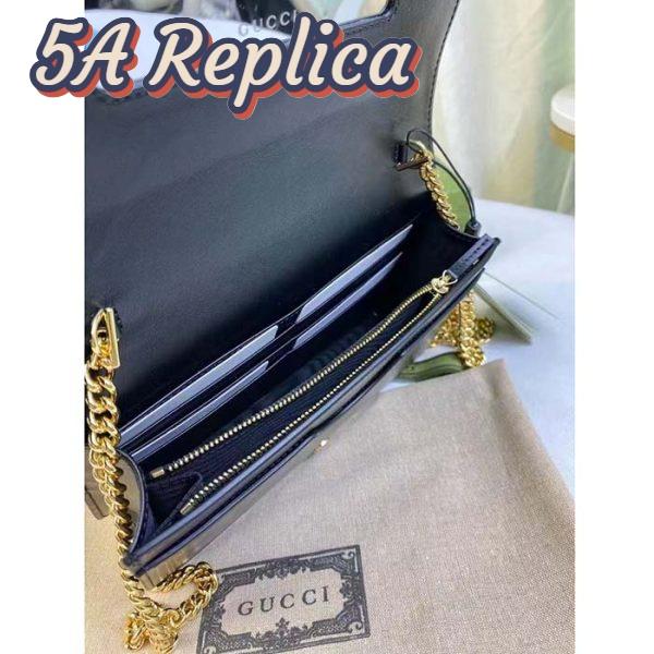 Replica Gucci Women GG Matelassé Chain Wallet Black Leather Double G Chain Strap 7
