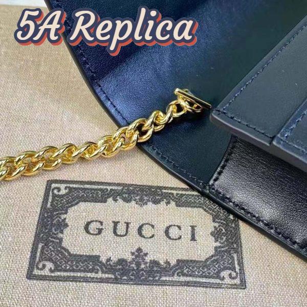 Replica Gucci Women GG Matelassé Chain Wallet Black Leather Double G Chain Strap 9