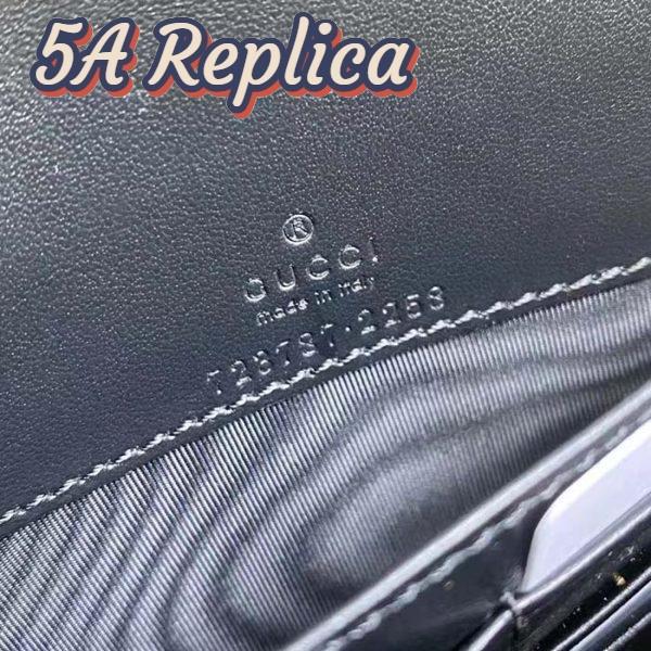 Replica Gucci Women GG Matelassé Chain Wallet Black Leather Double G Chain Strap 10