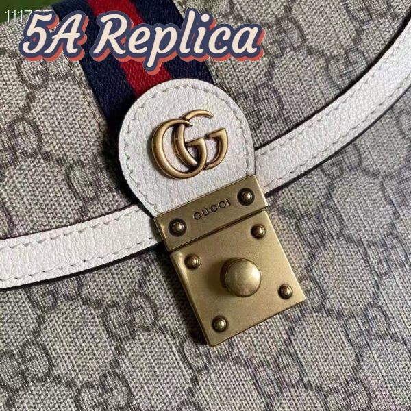 Replica Gucci Women Ophidia Small Top Handle Bag Beige Ebony GG Supreme Canvas 9
