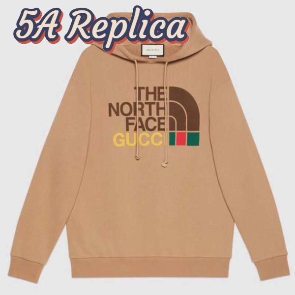 Replica Gucci GG Men The North Face x Gucci Sweatshirt Brown Cotton Jersey Crewneck Oversized Fit 2