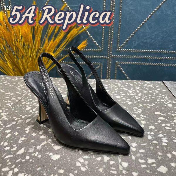 Replica Louis Vuitton LV Women Sparkle Slingback Pump Black Calf Leather Elasticized 9.5 Cm Heel 3
