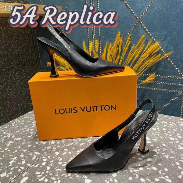 Replica Louis Vuitton LV Women Sparkle Slingback Pump Black Calf Leather Elasticized 9.5 Cm Heel 4