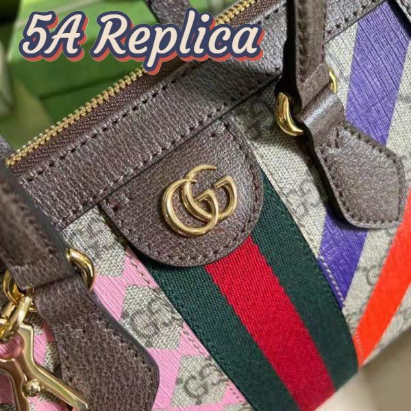 Replica Gucci Women Ophidia Small Tote Bag Brown GG Supreme Canvas 6