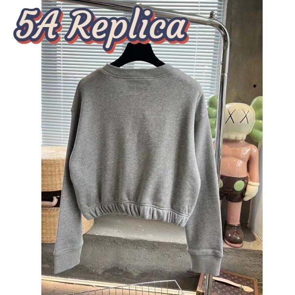 Replica Gucci GG Women Cotton Jersey Sweatshirt Grey Heavy Felted Cotton Crewneck Long Sleeves 6