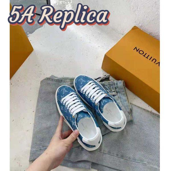 Replica Louis Vuitton Women Time Out Sneaker Blue Monogram Denim 8