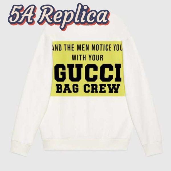 Replica Gucci GG Women Gucci 100 Cotton Sweatshirt Off-Whtie Cotton Oversized Crewneck