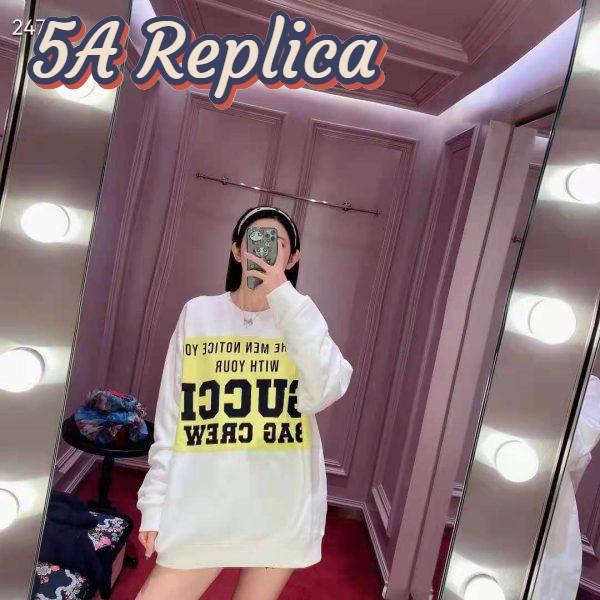 Replica Gucci GG Women Gucci 100 Cotton Sweatshirt Off-Whtie Cotton Oversized Crewneck 8