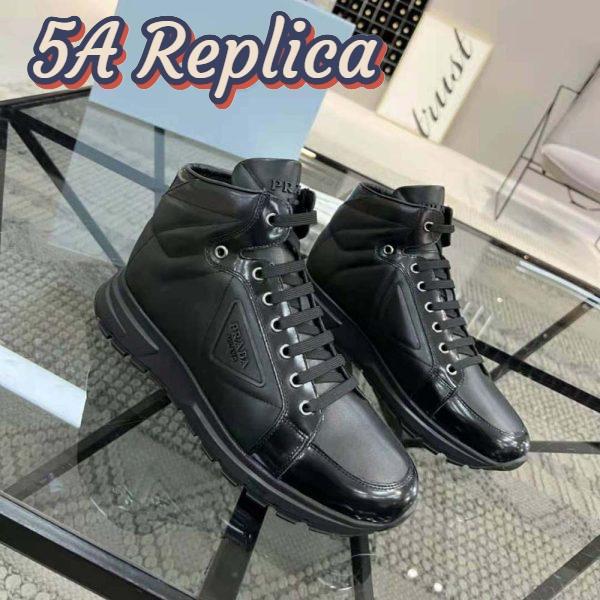 Replica Prada Men PRAX 01 Re-Nylon and Brushed Leather Sneakers 4