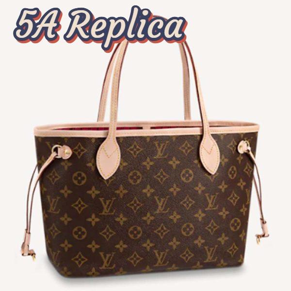 Replica Louis Vuitton LV Unisex Neverfull PM Tote Brown Monogram Coated Canvas Cowhide