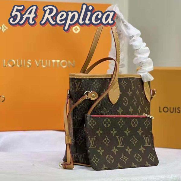 Replica Louis Vuitton LV Unisex Neverfull PM Tote Brown Monogram Coated Canvas Cowhide 5