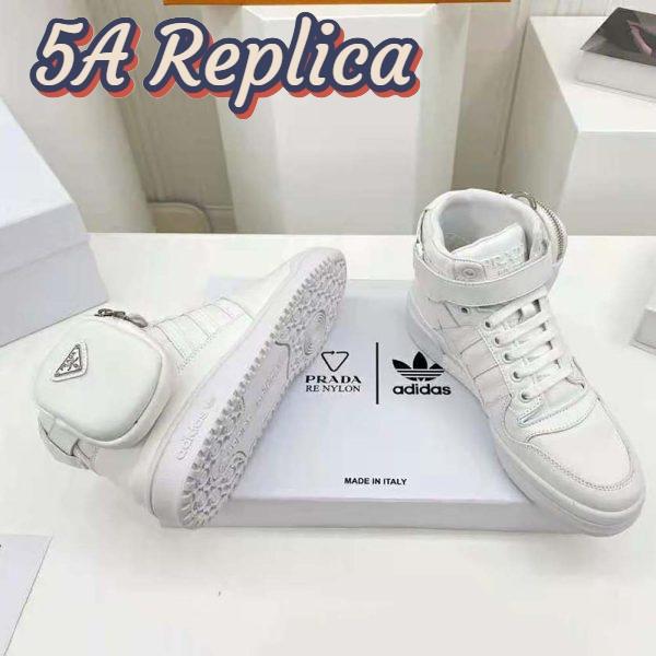 Replica Prada Women Adidas for Prada Re-Nylon Forum High-Top Sneakers-White 7