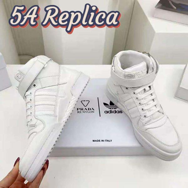 Replica Prada Women Adidas for Prada Re-Nylon Forum High-Top Sneakers-White 9