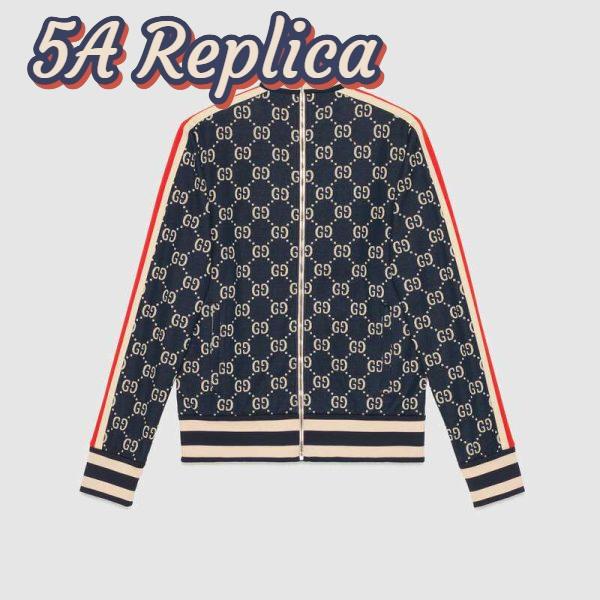 Replica Gucci Men GG Jacquard Cotton Jacket Blue Ivory GG Jacquard Jersey