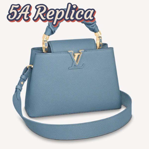 Replica Louis Vuitton LV Women Capucines BB Handbag Dusk Blue Taurillon Calfskin