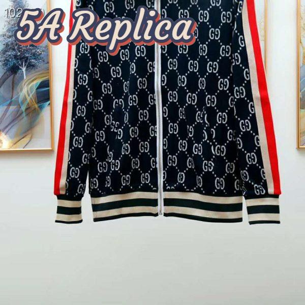 Replica Gucci Men GG Jacquard Cotton Jacket Blue Ivory GG Jacquard Jersey 8