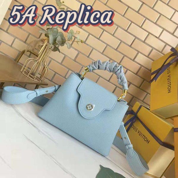 Replica Louis Vuitton LV Women Capucines BB Handbag Dusk Blue Taurillon Calfskin 5
