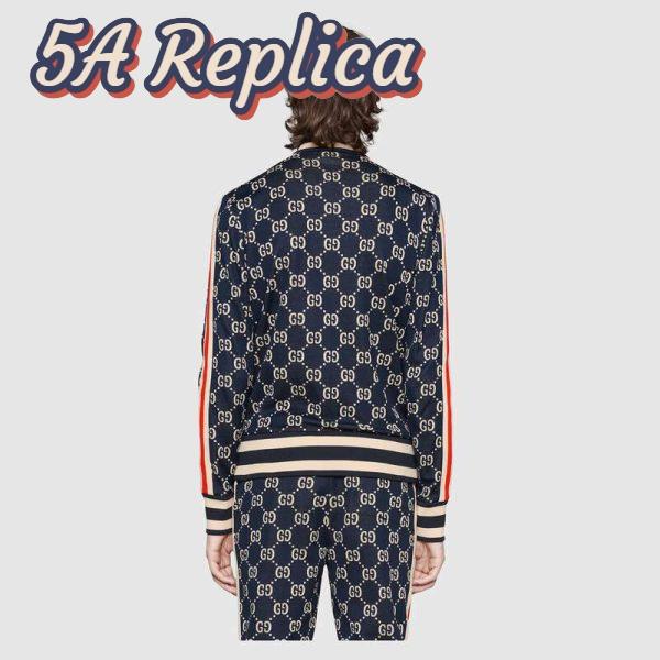 Replica Gucci Men GG Jacquard Cotton Jacket Blue Ivory GG Jacquard Jersey 13