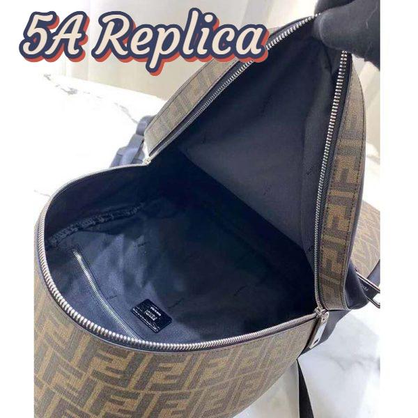 Replica Fendi Unisex Large Backpack Front Pocket Black Nylon Backpack FF Motif 7