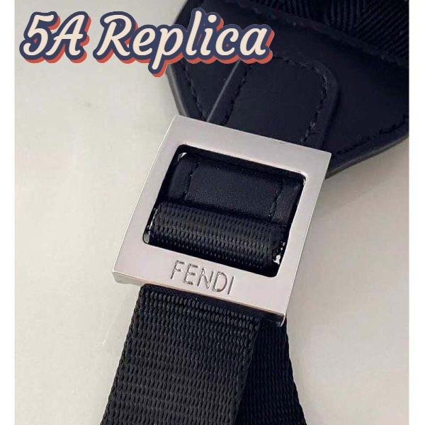 Replica Fendi Unisex Large Backpack Front Pocket Black Nylon Backpack FF Motif 13
