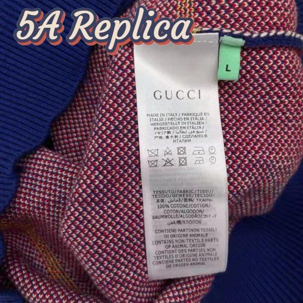 Replica Gucci Men GG Les Pommes Cotton Cardigan Dark Blue Red Apple Knit Cotton Jacquard 10