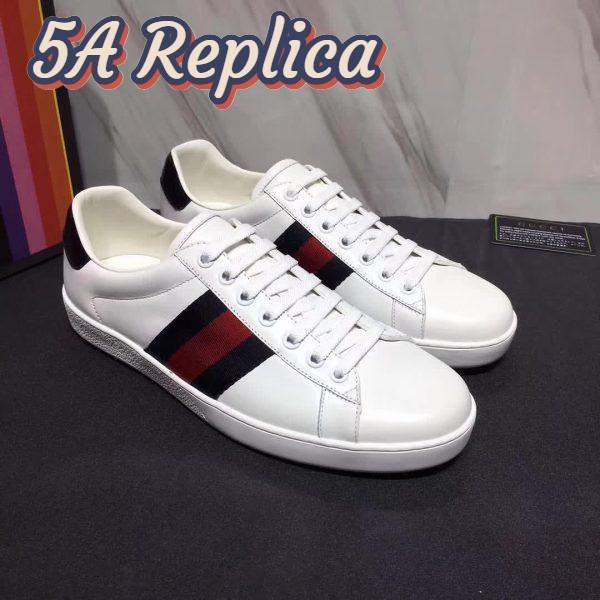 Replica Gucci Men Ace Low-top Sneaker Shoes in Leather with Web-Navy 6