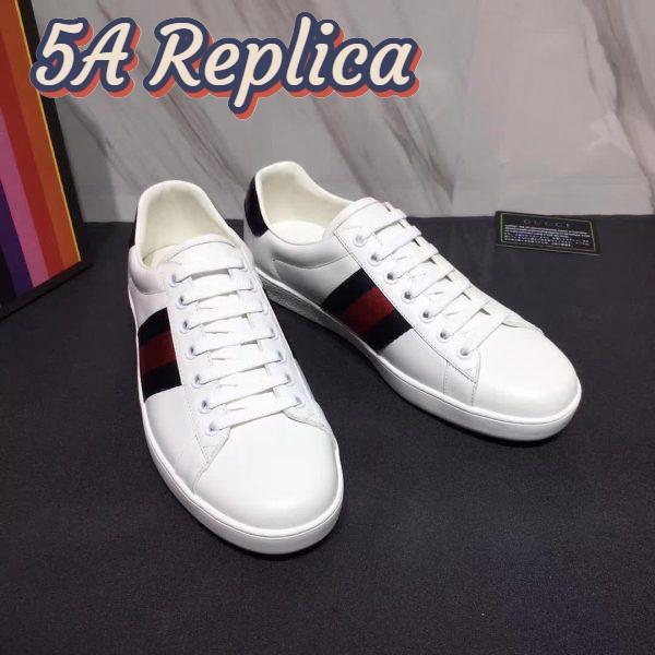 Replica Gucci Men Ace Low-top Sneaker Shoes in Leather with Web-Navy 7