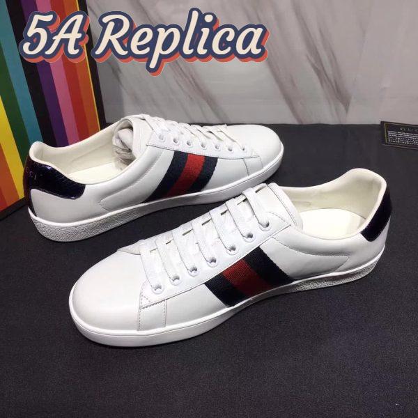 Replica Gucci Men Ace Low-top Sneaker Shoes in Leather with Web-Navy 8