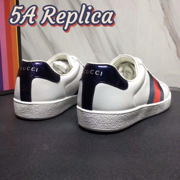 Replica Gucci Men Ace Low-top Sneaker Shoes in Leather with Web-Navy 9