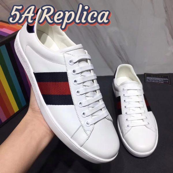 Replica Gucci Men Ace Low-top Sneaker Shoes in Leather with Web-Navy 10