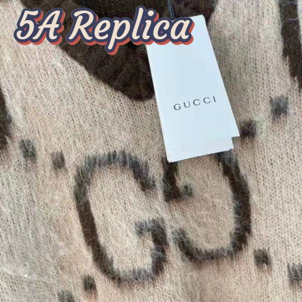 Replica Gucci Men GG Mohair Wool V-Neck Sweater Beige Brown 9