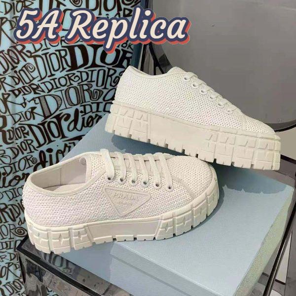 Replica Prada Women Double Wheel Sequin Sneakers-White 5