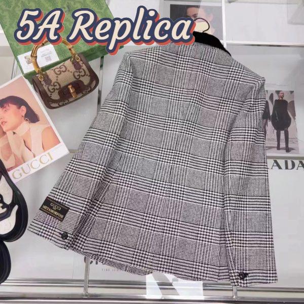 Replica Gucci Men GG Prince Wales Check Jacket Black White Long Sleeves Flap Pockets 4